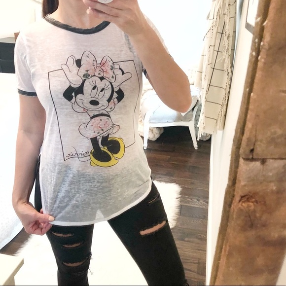 Disney medium Minnie Burnout T-shirt w/side slits - Picture 1 of 5